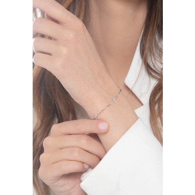 Armband mit Diamant Kreuzen Weißgold
