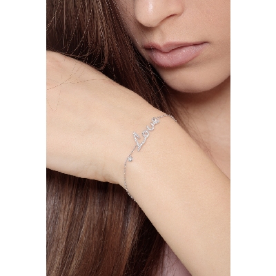 Damenarmband LOVE mit Diamanten Weißgold 18k