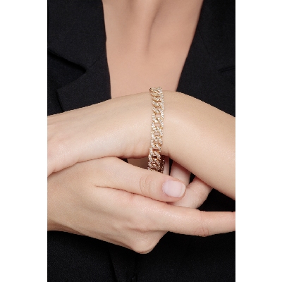 Iced Out Armband aus Gelbgold 18K mit Brillanten 