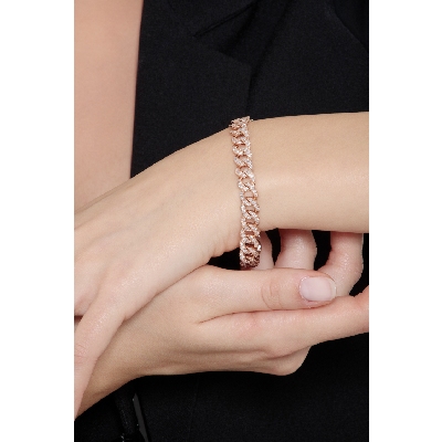 Iced Out Armband Roségold 18K mit Diamanten 