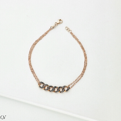 Herrenarmband aus 750er Roségold mit schwarzen Diamanten 