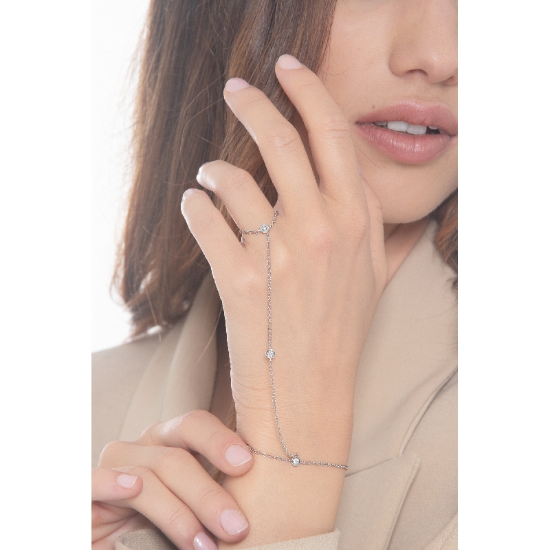 Handkette Weißgold 18K mit Diamanten