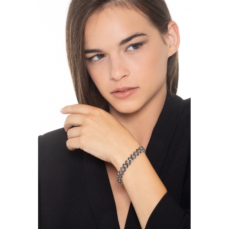 Armband Weißgold 18k mit brünierten schwarzen Diamanten 