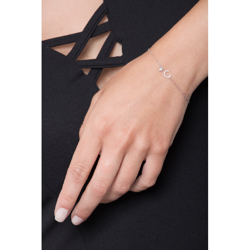 Weißgold 750 Armband mit Diamant-Buchstabe C Weißgold 750 Armband mit Diamant-Buchstabe C