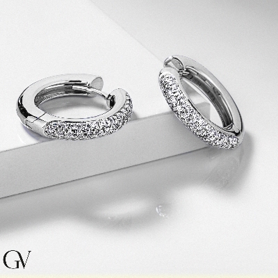 Weißgold Ohrringe Creolen mit Diamanten