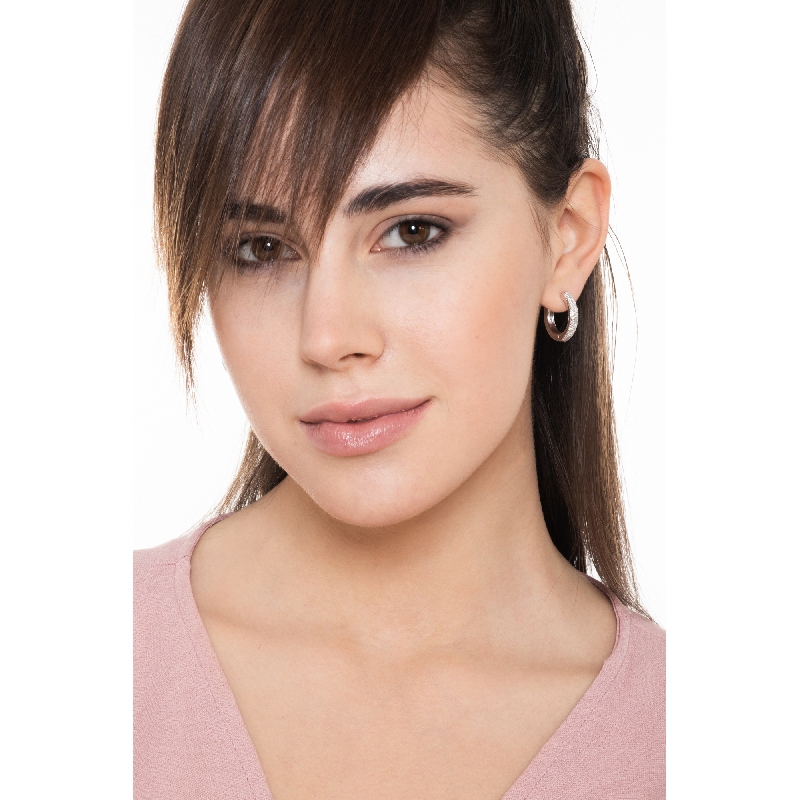 Weißgold Ohrringe Creolen mit Diamanten