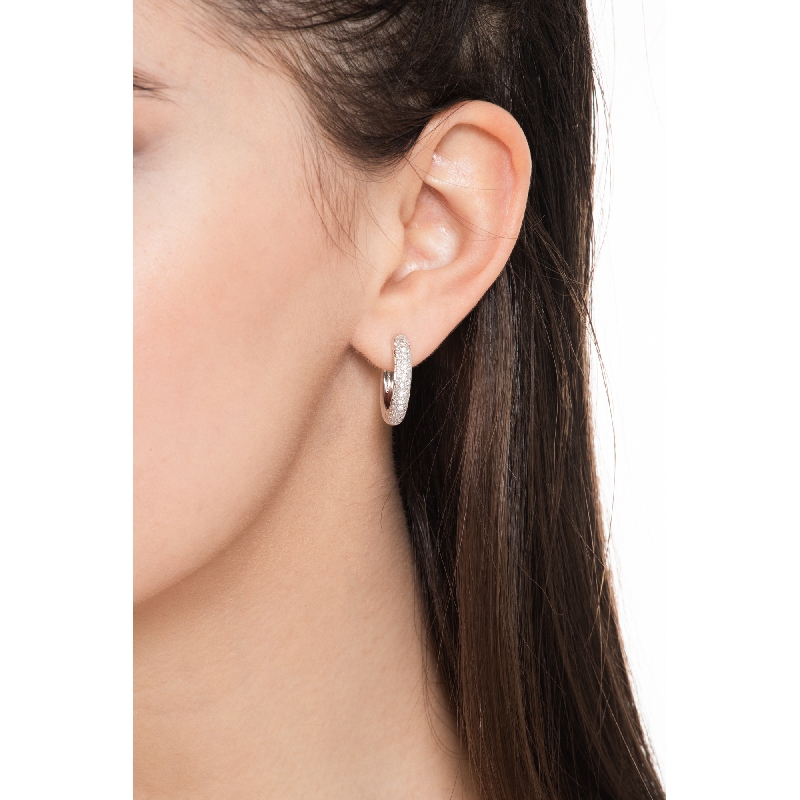 Weißgold Ohrringe Creolen mit Diamanten