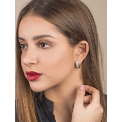 Weißgold 750 ovale Creolen mit Diamanten  2