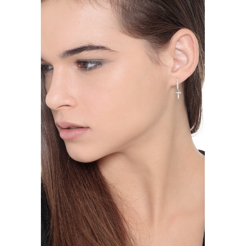 Diamant Ohrhänger Buchstabe T Weißgold 18 K