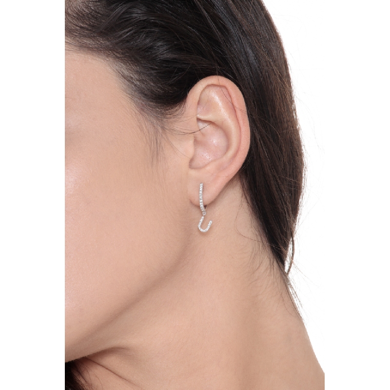 Diamant Ohrhänger Buchstabe U Weißgold 18K