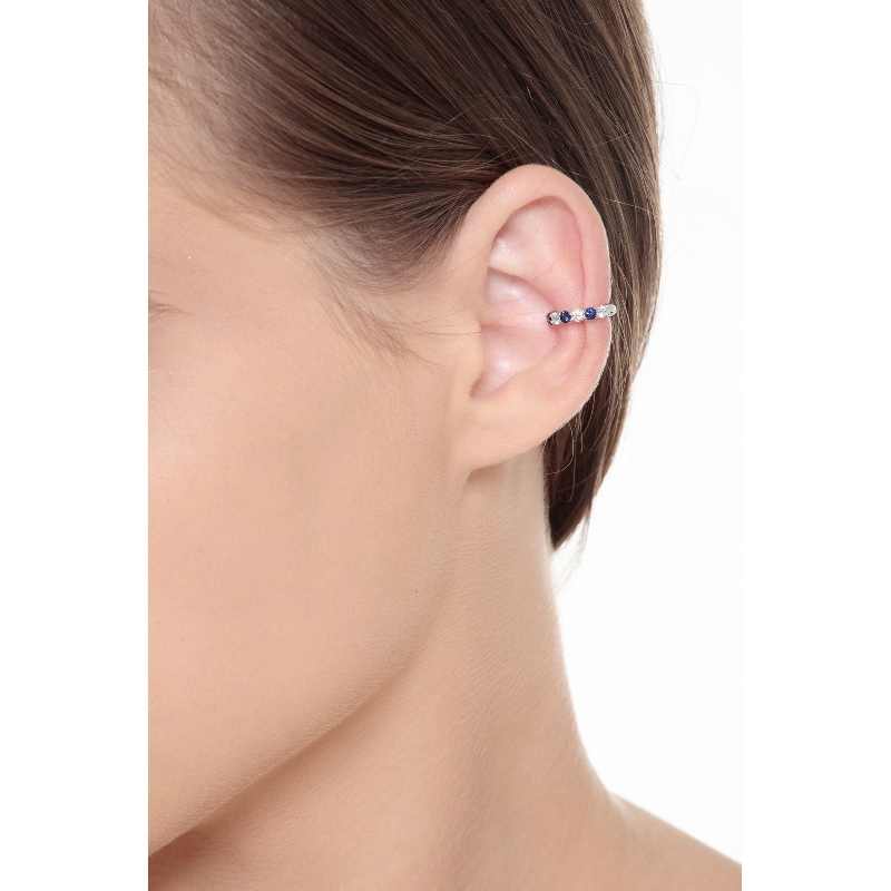 Weißgold 18k Earcuff mit blauen Saphiren und Brillanten Weißgold 18k Earcuff mit blauen Saphiren und Brillanten