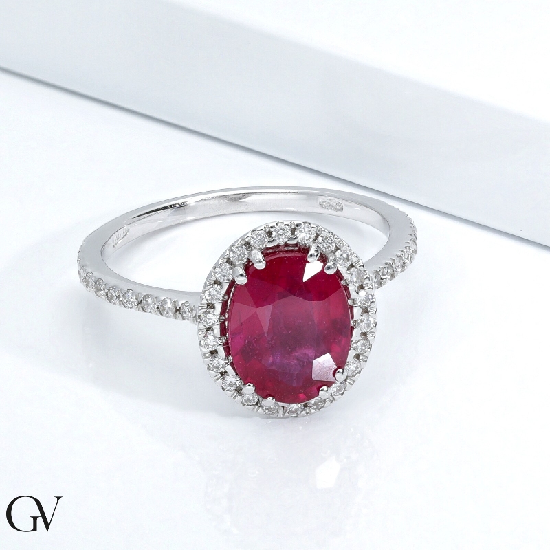 Rubin Ring Weißgold 