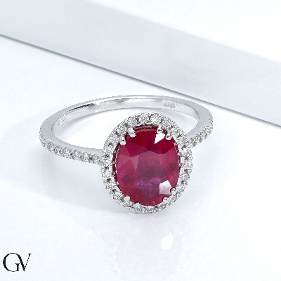 Rubin Ring Weißgold 