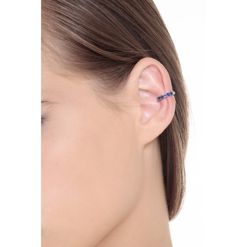 Weißgold 18K Earcuff mit blauen Saphiren 
