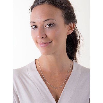 Damenkette 750er Weißgold mit 12 Diamanten, 50 cm