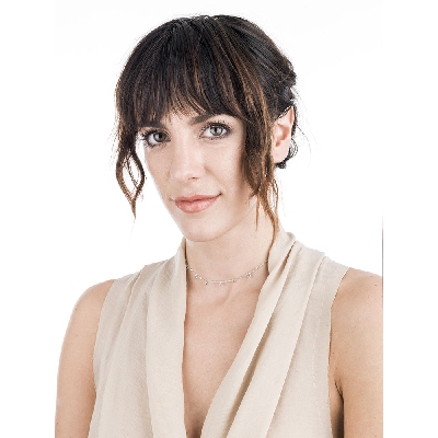 Weißgold Damenkette mit Diamanten und blauen Saphiren Anhänger