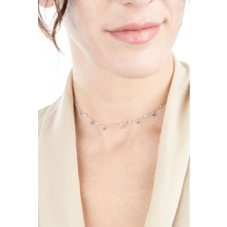 Weißgold Damenkette mit Diamanten und blauen Saphiren Anhänger 2