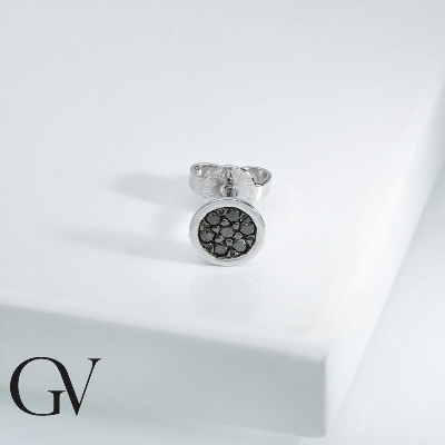 Einzelner Ohrring aus Weißgold 18K mit schwarzen Diamanten