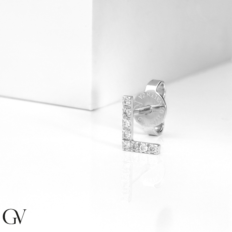 Einzelner Ohrstecker Diamant-Buchstabe L