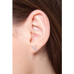 Einzelner Ohrstecker mit V aus Diamanten Weissgold 2