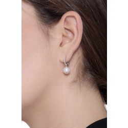 Ohrringe mit Perlen und Diamanten Weißgold 18K 2