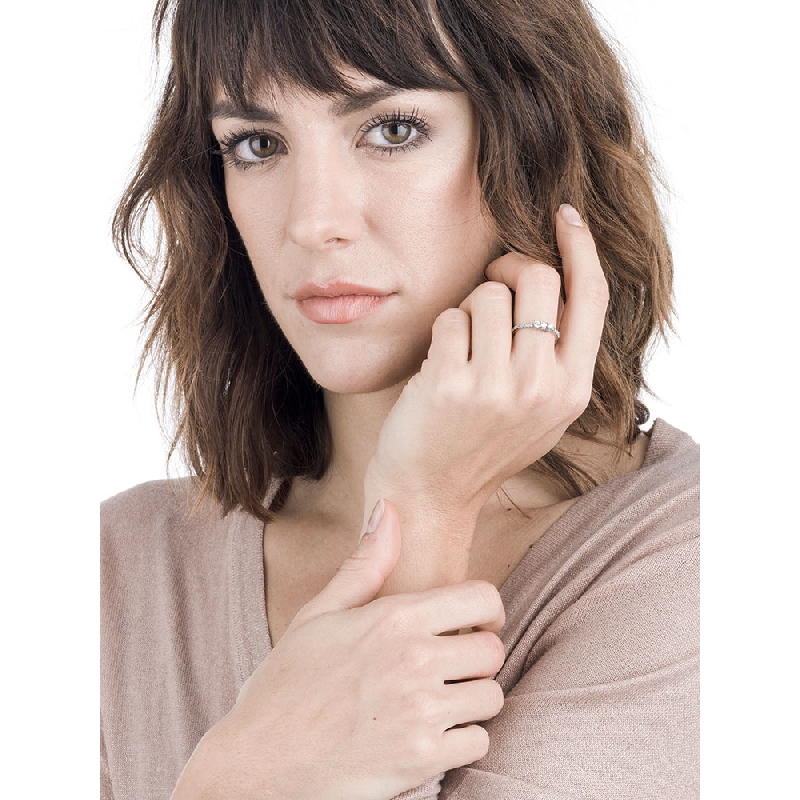 Günstiger Weißgold-Damenring mit 3 Diamanten