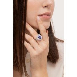 Halo Ring Tansanit Diamanten Weißgold 750 2