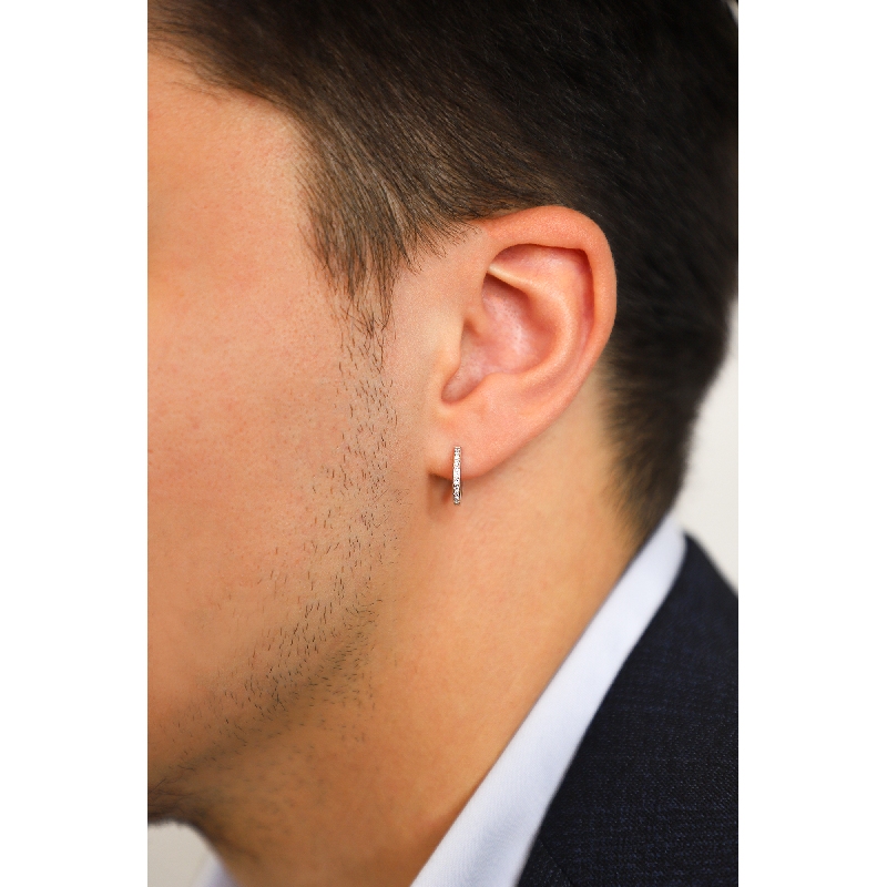 Einzelne Creole Herren Weißgold mit Diamanten  Einzelne Creole Herren Weißgold mit Diamanten