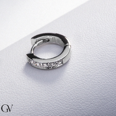 Einzelne Creole mit Brillanten Weißgold 