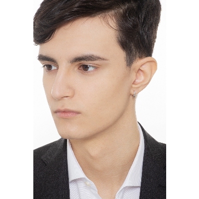 Ohrring einzelne Herren Creole mit Diamanten Weißgold 750