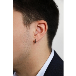 Einzelne Creolen Herren Weißgold mit schwarzen Diamanten 2