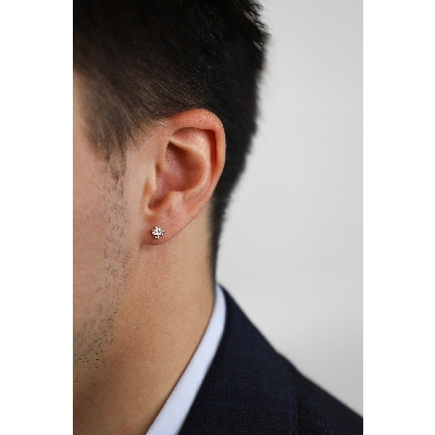 Weißgold Ohrring Herren mit Kreuz aus Diamanten 