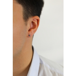 Einzelner Herrenohrring mit Kreuz aus schwarzen Diamanten Roségold 18K 2