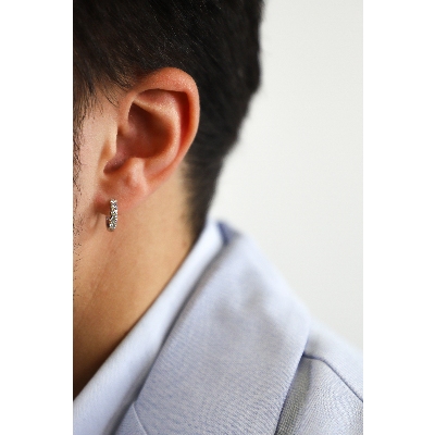 Weißgold einzelne Creole mit Brillanten Herren