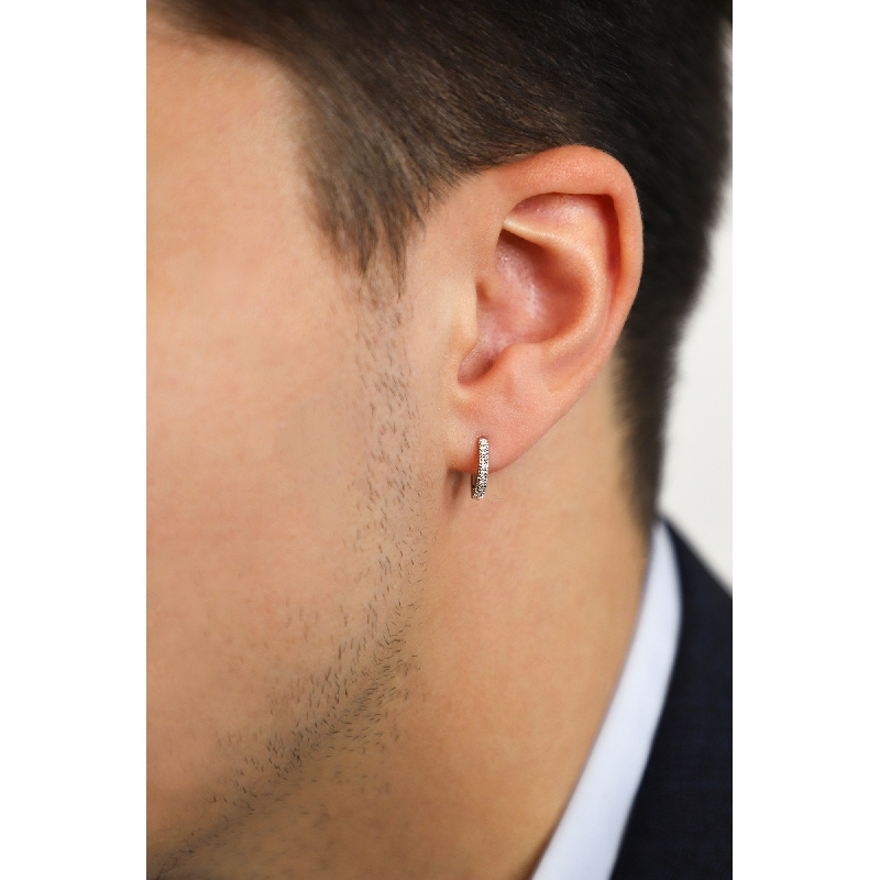 Einzelne Creole Herren Weißgold 18K mit Brillanten  Einzelne Creole Herren Weißgold 18K mit Brillanten