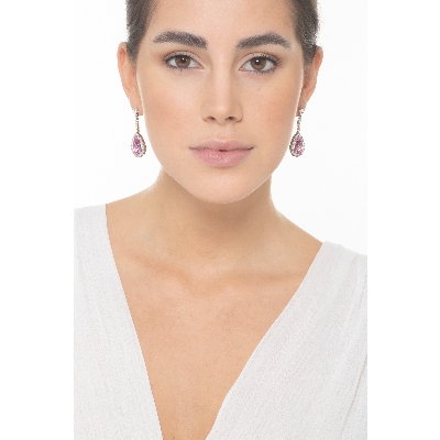 Rosa Saphir Ohrhänger mit Diamanten