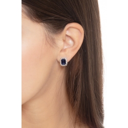 Halo Ohrstecker mit blauen Saphiren und Diamanten 2