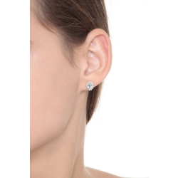 Halo Ohrstecker mit Aquamarin und Diamanten 2