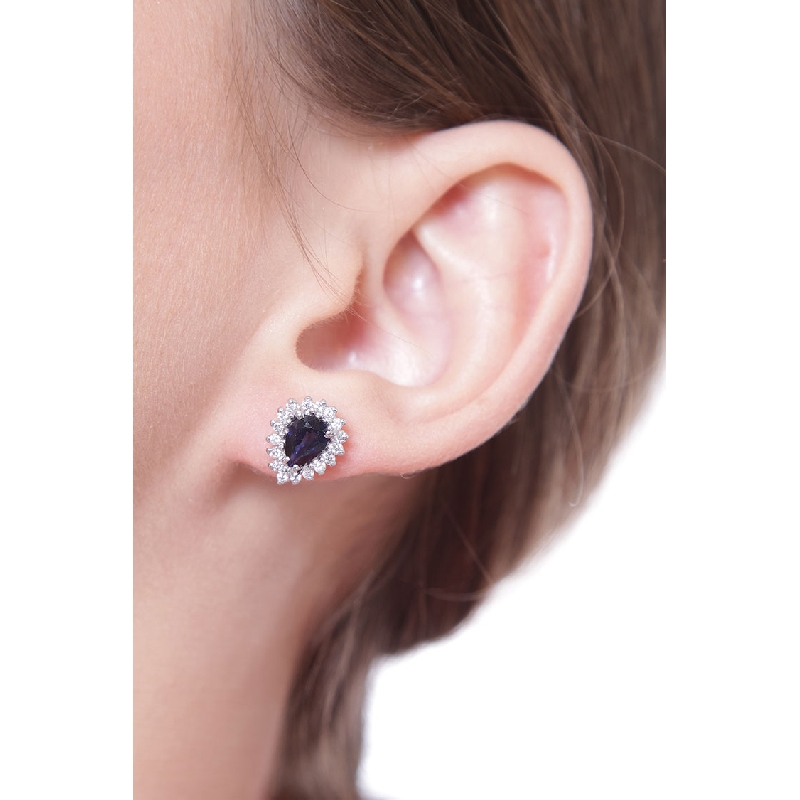 Tropfen Saphir Diamant Ohrringe Weissgold