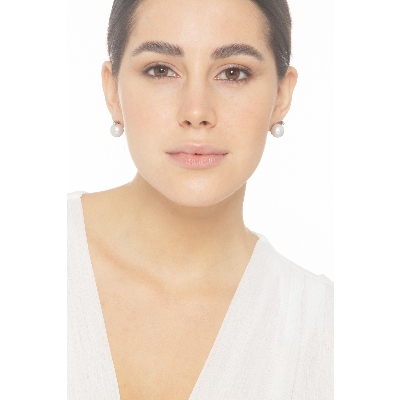 Ohrstecker aus Weißgold 18K mit Perlen und Diamanten