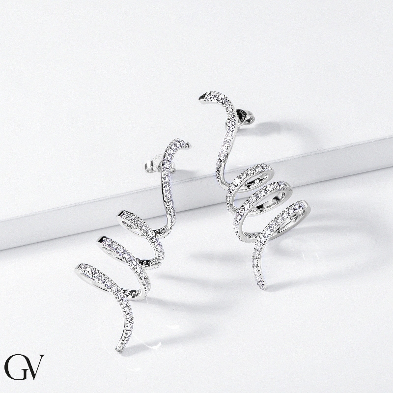 Spiral Ohrringe Weissgold 750 mit Diamanten