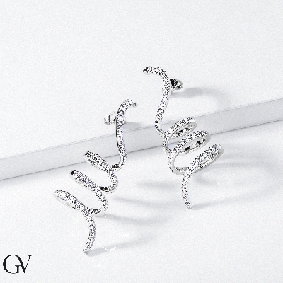 Spiral Ohrringe Weissgold 750 mit Diamanten