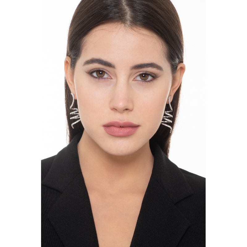 Spiral Ohrringe Weissgold 750 mit Diamanten