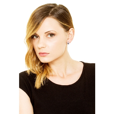 Halo Ohrstecker Weissgold Diamanten Saphir