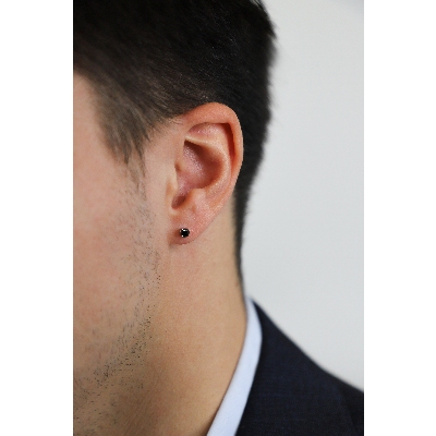 Weißgold 18k Herren einzelner Ohrstecker mit schwarzen Diamant, 0,22 ct