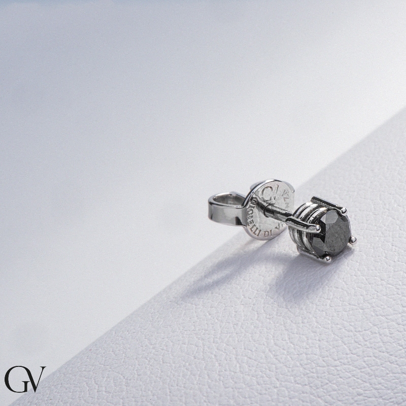 Einzelner Ohrstecker mit schwarzen Diamant Weißgold, 0,40 Karat Einzelner Ohrstecker mit schwarzen Diamant Weißgold, 0,40 Karat