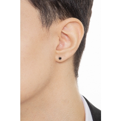 Schwarzer Diamant einzelner Ohrstecker Weißgold