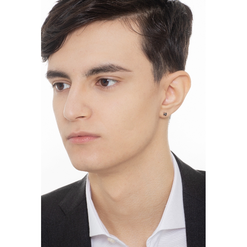 Einzelner Ohrstecker Weißgold mit schwarzen Diamant Herren