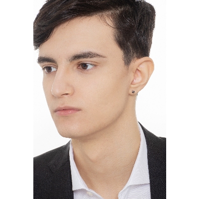 Einzelner Ohrstecker Weißgold mit schwarzen Diamant Herren