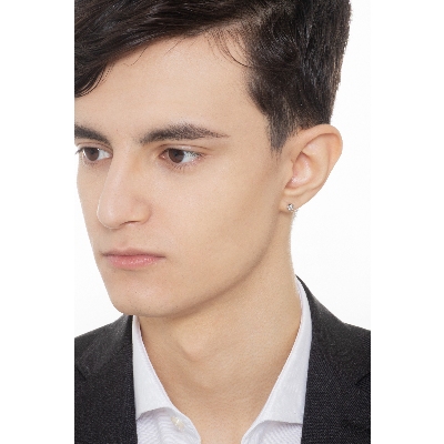 750er Weißgold Ohrstecker Herren mit Diamant, 0,20 ct